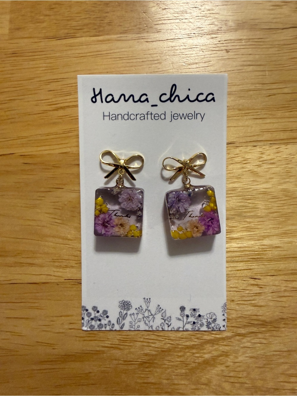 Handmade Hanachica Resin Earrings with Real Flowers by Emi Robertson